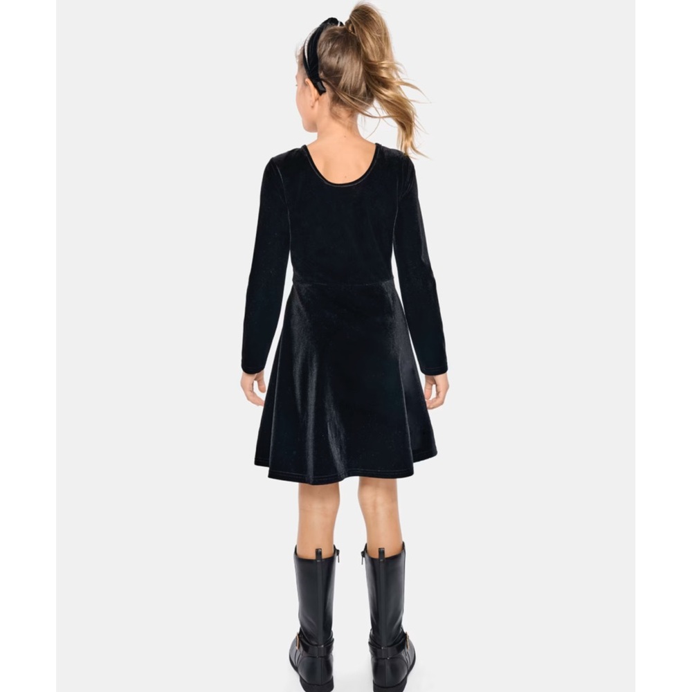 Children’s Place Girls Black Velour Dress - Picture 3 of 6
